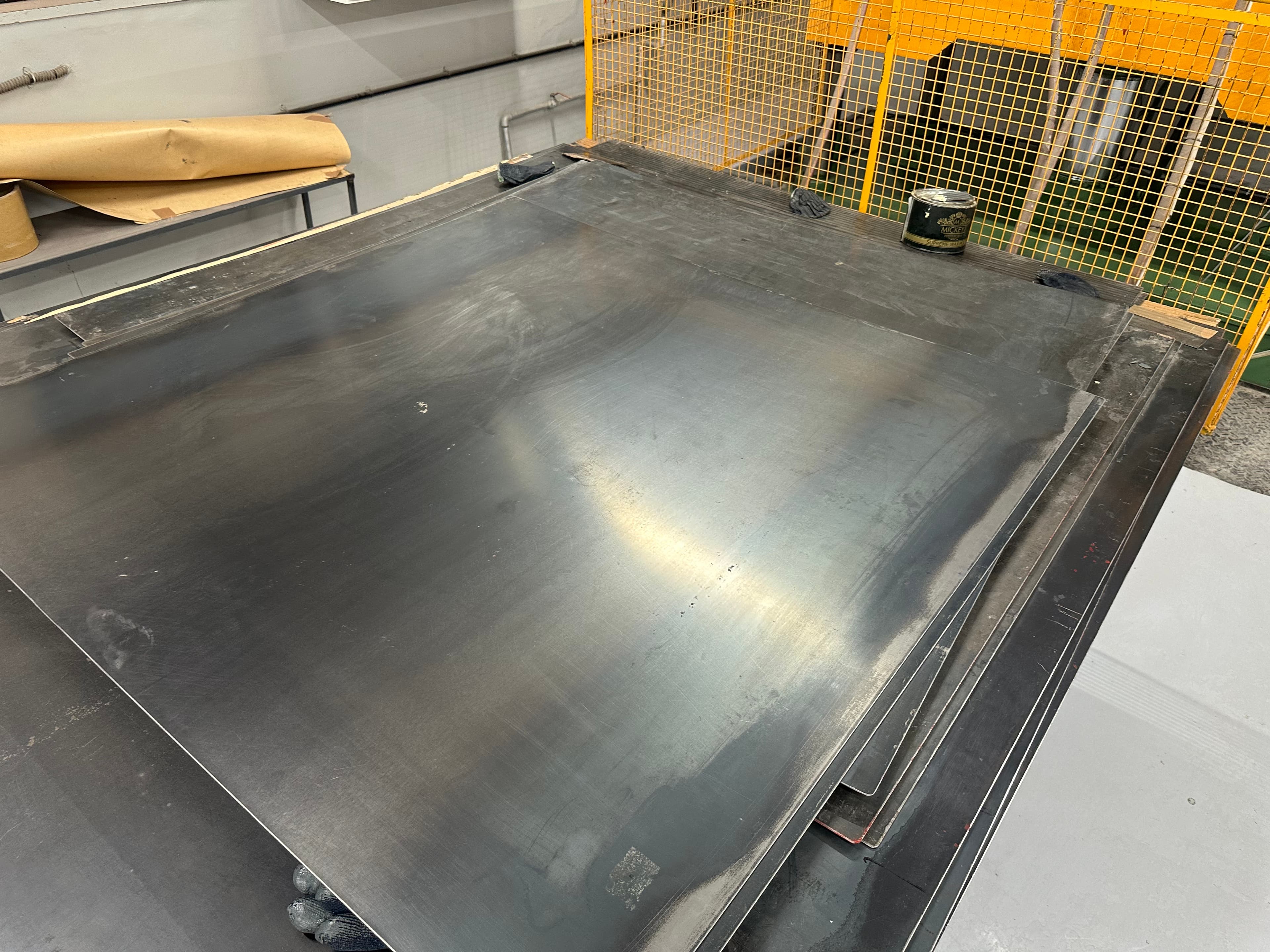 Finished FRP sheet stock staged on the production floor